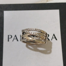 Load image into Gallery viewer, Pandora Sterling Silver Entwined Ring with Zirconia 190919cz, size 56