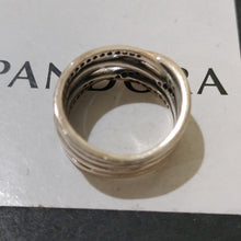 Load image into Gallery viewer, Pandora Sterling Silver Entwined Ring with Zirconia 190919cz, size 56