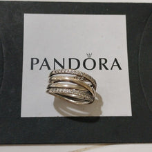 Load image into Gallery viewer, Pandora Sterling Silver Entwined Ring with Zirconia 190919cz, size 56