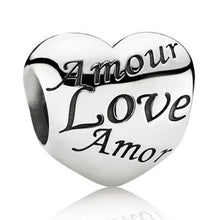 Load image into Gallery viewer, Pandora Retired Sterling Silver Language of Love Heart Charm - 791111