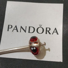 Load image into Gallery viewer, Pandora Retired Sterling Silver Murano Glass Red Ladybugs Bead - 790651