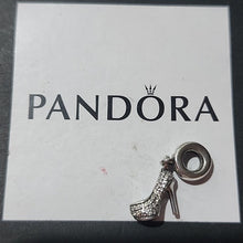 Load image into Gallery viewer, Pandora Retired Sterling Silver Sparkling Stiletto Shoe Dangle Charm 791536cz