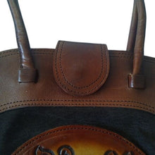 Load image into Gallery viewer, Vintage Tooled Leather + Suede Horse Horseshoe Purse Bag