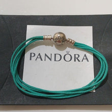 Load image into Gallery viewer, Pandora Teal Multi-Strand Fabric Bracelet 590715CTU-S 6.7"