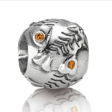 Load image into Gallery viewer, Pandora Retired Sterling Silver Fish Bones Bead with Orange Zirconia - 790426OCZ
