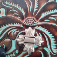 Load image into Gallery viewer, Patricia Nash P815133 Tooled Turquoise Leather Canicella Crossbody Purse…
