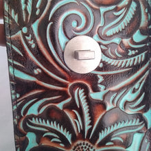 Load image into Gallery viewer, Patricia Nash P815133 Tooled Turquoise Leather Canicella Crossbody Purse…