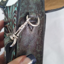 Load image into Gallery viewer, Patricia Nash P815133 Tooled Turquoise Leather Canicella Crossbody Purse…