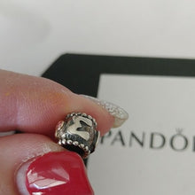 Load image into Gallery viewer, Pandora Sterling Silver + 14K Gold Mom Family Bead w/ Salmon Zirconia 790574czs