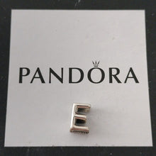 Load image into Gallery viewer, Pandora Sterling Silver Open Letter E Alphabet Charm with Heart Pattern - 797459