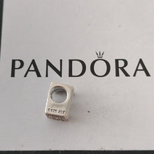 Load image into Gallery viewer, Pandora Sterling Silver Open Letter E Alphabet Charm with Heart Pattern - 797459