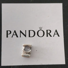 Load image into Gallery viewer, Pandora Sterling Silver Open Letter E Alphabet Charm with Heart Pattern - 797459