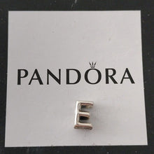 Load image into Gallery viewer, Pandora Sterling Silver Open Letter E Alphabet Charm with Heart Pattern - 797459