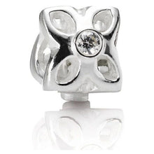 Load image into Gallery viewer, Pandora Sterling Silver Four Petal Flower Clear CZ Charm 790260CZ