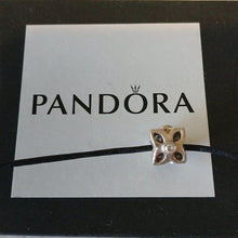 Load image into Gallery viewer, Pandora Sterling Silver Four Petal Flower Clear CZ Charm 790260CZ