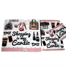 Load image into Gallery viewer, Kassafina Home "Shopping is My Cardio" Lux Goods Bath + Hand Towels, Wash…