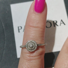 Load image into Gallery viewer, Pandora Sterling Silver Radiant Elegance Ring w/Clear Zirconia 190986CZ Size 52