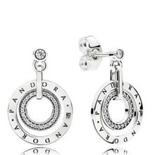 Load image into Gallery viewer, Pandora Sterling Silver Circles Drop Earrings w/ Clear Zirconia - 296296cz
