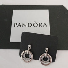 Load image into Gallery viewer, Pandora Sterling Silver Circles Drop Earrings w/ Clear Zirconia - 296296cz