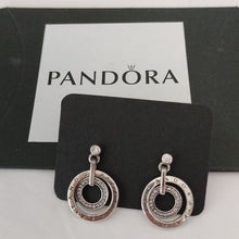Load image into Gallery viewer, Pandora Sterling Silver Circles Drop Earrings w/ Clear Zirconia - 296296cz