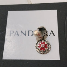 Load image into Gallery viewer, Pandora Retired Dogwood Dangle w/ Red Enamel 790957czs