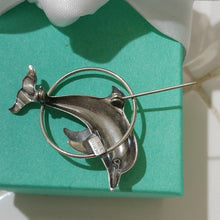 Load image into Gallery viewer, Beau Vintage Sterling Silver Dolphin In Hoop Brooch