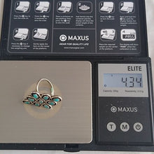 Load image into Gallery viewer, Zuni Turquoise Snake Eyes Silver Cluster Ring, Size 5