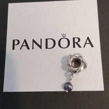 Load image into Gallery viewer, Pandora Retired Sterling Silver Oxy Swirl Dangle with Green Pearl - 790281GRP