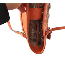 Load image into Gallery viewer, Dana Buchman Vibrant Orange Bella Tote with OOAK Kitty Cat Artwork
