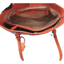 Load image into Gallery viewer, Dana Buchman Vibrant Orange Bella Tote with OOAK Kitty Cat Artwork