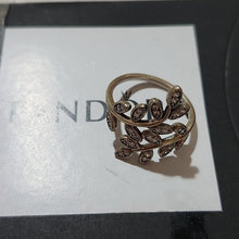 Load image into Gallery viewer, Pandora Sterling Silver Sparkling Leaves Statement Ring w/ CZ 190921CZS Size 8.5