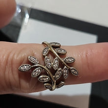 Load image into Gallery viewer, Pandora Sterling Silver Sparkling Leaves Statement Ring w/ CZ 190921CZS Size 8.5
