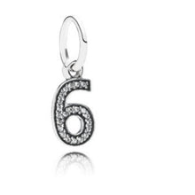 Load image into Gallery viewer, Pandora Retired Sterling Silver Number Six Dangle with Clear Zirconia - 791344CZ