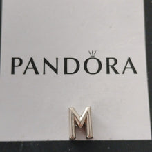 Load image into Gallery viewer, Pandora Sterling Silver Open Letter M Alphabet Charm with Heart Pattern - 797467