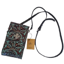 Load image into Gallery viewer, Patricia Nash P815133 Tooled Turquoise Leather Canicella Crossbody Purse…