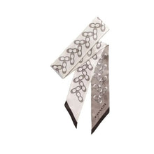 Load image into Gallery viewer, Coach Signature Kissing Cs Silk Skinny Scarf, Grey Birch