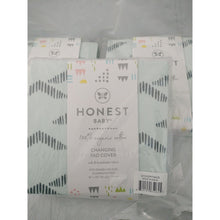 Load image into Gallery viewer, Honest Baby, Pyramids Whispering Blue Changing Pad Covers 16"×32", Set of 3