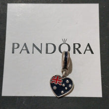 Load image into Gallery viewer, Pandora Sterling Silver Australian Heart Flag Travel Dangle Bead - 791415ENMX
