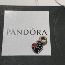 Load image into Gallery viewer, Pandora Sterling Silver Australian Heart Flag Travel Dangle Bead - 791415ENMX