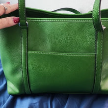 Load image into Gallery viewer, Dana Buchman Green Bella Tote with OOAK Peacock Bird Artwork