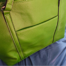 Load image into Gallery viewer, Dana Buchman Green Bella Tote with OOAK Peacock Bird Artwork