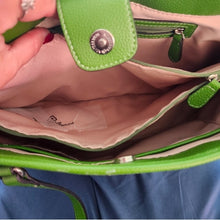 Load image into Gallery viewer, Dana Buchman Green Bella Tote with OOAK Peacock Bird Artwork