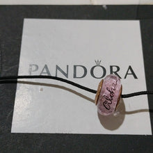 Load image into Gallery viewer, Pandora Rose Pink Shimmering Murano ALOHA engraved Glass Charm - 781650