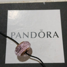 Load image into Gallery viewer, Pandora Rose Pink Shimmering Murano ALOHA engraved Glass Charm - 781650
