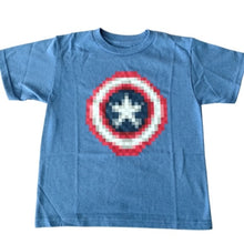 Load image into Gallery viewer, Marvel Avengers Capt. America Age of Ultron Pixelated T-Shirt, Blue Heather, XL