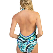 Load image into Gallery viewer, Trina Turk Ipanema Plunge Tropical Halter One Piece Swimsuit, size 10