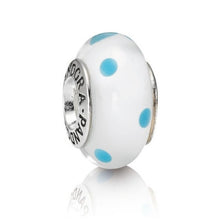 Load image into Gallery viewer, Pandora White and Blue Polka Dot Charm 790608