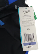 Load image into Gallery viewer, Speedo Black and Blue Swim Trunks Revolve Jammer, Size 26
