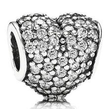 Load image into Gallery viewer, Pandora Retired Sterling Silver Pave Heart Bead with Clear Zirconia - 791052CZ