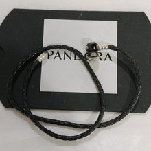 Load image into Gallery viewer, Pandora Moments Double Leather Bracelet, Black, 13.8"